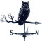 WBTY Girouette de jardin, girouette hibou en acier inoxydable, durable, rétro, avec piquet de jardin, outils de mesure professionnels