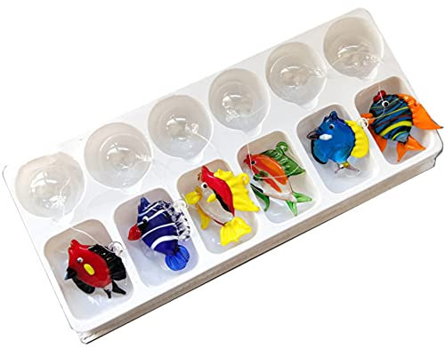 ZHU IN SY Color Bubble Fish Miniatur-Figur, mundgeblasen, tropische Fische, Kunst, Glas, Meerestiere, 6 Stück, für kleine und mittelgroße Aquarien (B)