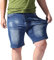 Jean d'été décontracté pour homme avec taille élastique, cordon de serrage et poches, grande taille