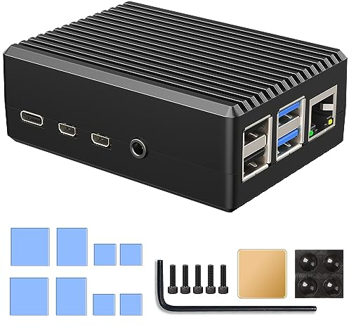 Miuzei Raspberry Pi 4 Case Aluminium Passive Cooling, Metal Case for Raspberry Pi 4B Only