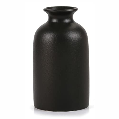 Kleine Keramikvase, schwarze Vase, trockene Blumenvasen, minimalistischer Stil für modernes Tischregal, passend für Kamin, Schlafzimmer, Küche, Wohnzimmer, Heimdekoration (schwarz, klein)