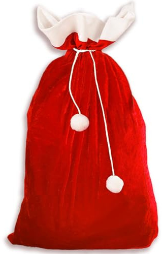 Jonami Hotte de Père Noël - 1 Grand Sac Cadeau de Noel Rouge en Velour Sacs Cadeaux Rouge et Blanc Deguisement pour la Fête de Noel (70 x 110 cm)
