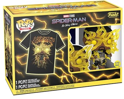 Funko Pop! & Tee: Spider-Man: NWH - Electro - Leuchtet Im Dunkeln - Large - (L) - Marvel - T-Shirt - Kleidung mit Vinyl-Sammelfigur - Geschenkidee - Spielzeug und Kurzärmeliges Top Männer