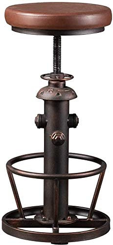 BOKKOLIK Drehbarer Barhocker im Vintage-Stil, industrieller Ledersitz, Barhocker, Feuerhydrant-Design, Küche, Esszimmer, 61–76,2 cm, höhenverstellbar, mit Fußstütze