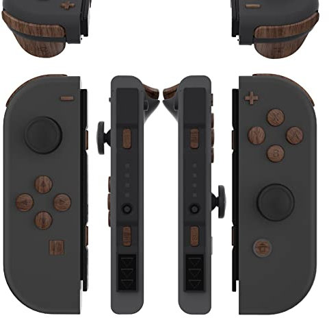 eXtremeRate Ersatz Buttons Set für Nintendo Switch Joycon, Matt DIY-farbige Knöpfe & Tools, Tasten Ersatzteile für Switch OLED Joy Con(Holz Optik)-Ohne Joycons