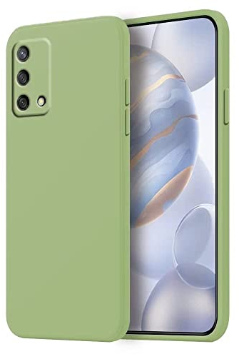 HONLEN Hülle für Oppo A74 (4G) Schutzhülle Case, (6.43 Inches) Liquid TPU Silicone Handyhülle mit Fallschutz Silikon Cover Matcha-Grün