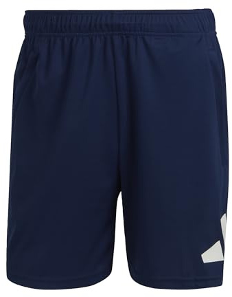 adidas Men's Train Essentials Logo Training Shorts, Dark Blue/White, XL 9 inch