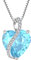 YL Damen Herz Halskette 925 Sterling Silber Anhänger März Geburtsstein Aquamarin Kette Schmuck Geschenke für Mutter ihre Frau Freundin