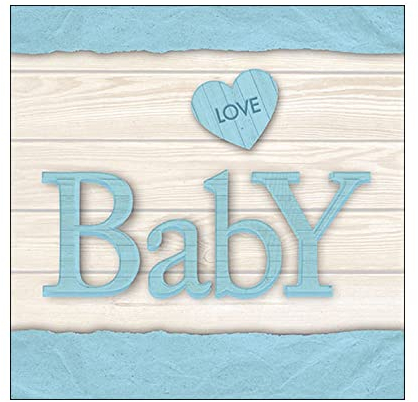 20 Servietten Baby auf Holz blau | Geburt | Babyparty | Taufe | Tischdeko | Decoupage | Serviettentechnik 33x33cm