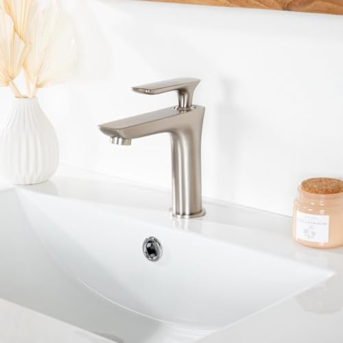 Wanda collection - Mitigeur lavabo salle de bain Ems nickel brossé
