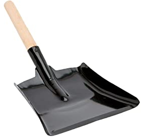 PNJB Ash Shovel Muddy Hands Large Dustpan, Black Metal Steel Fireplace Shovel with Wooden Handle, Large Garden Dustpan Or Coal Scoop To Easily Collect Ashes, Dust (1 Pcs)