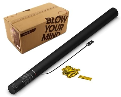 Konfetti-Kanone, elektrisch, silberfarben, 80 cm, Premium-Qualität: 20 Kanonen, Versand 24 Stunden 48 Stunden (Gold)