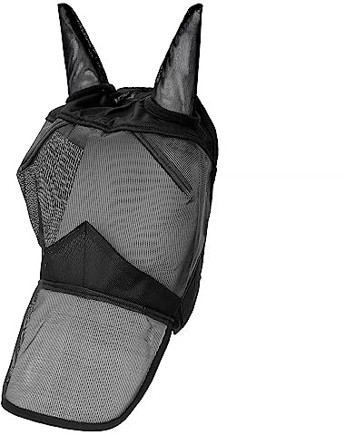 Start Pferde Fliegenmaske Warmblut, Vollblut, Pony, Fliegenmaske für Pferde mit Ohrenschutz, Fliegenmütze Pferd, Pferde Fliegenschutz, Pferdemaske, Pferdefliegenmaske (Schwarz, Cob (Vollblut))