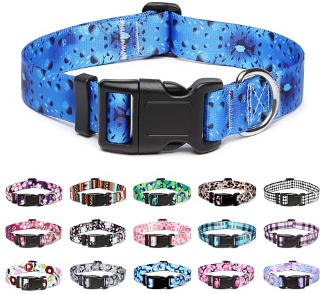 Mercano Hundehalsband Verstellbares, Weich Nylon Komfort & Robuster Gemustertes Hunde Halsband für Kleine Mittlere Große Hunde Welpen Katzen (L, Ozean)