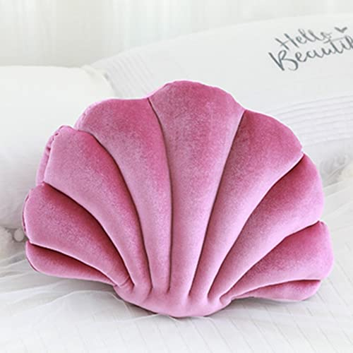 Muschelkissen, Muschel-Form, niedliches Muschelkissen für Sofa, Bett, Couch, Stuhl, Zuhause, Wohnzimmer, Schlafzimmer, Büro, Bodenkissen, 33 x 25,4 cm, Weinrot