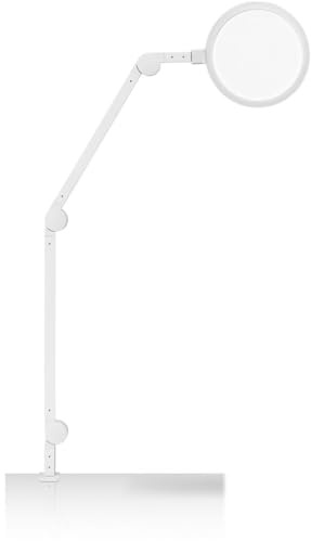 LC-EDGE2-W Edge LED Desk Lamp | Dimmable Home Office Desk Light with USB Charging Port & Strong Swing Arm | Adjustable Color Temperature and Brightness | Circle Webcam Light | Touch Control Table Lamp
