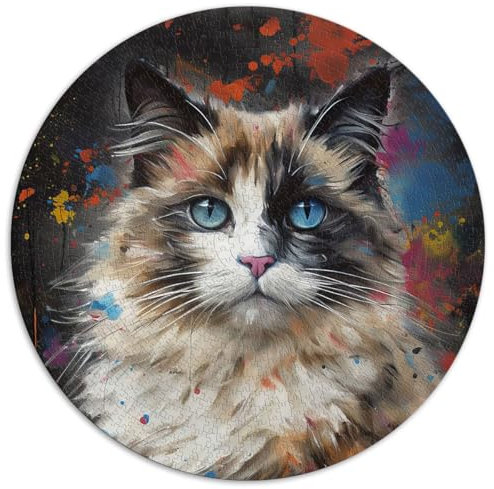 Funny Jigsaw Puzzles Jigsaw Puzzle for Adults Ragdoll cat painting Premium Cardboard Precise Interlocking Family Puzzles for Kids Good Gift for Adults Kids 67.5x67.5cm