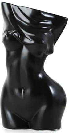 BURLOE Vase Schwarz Vase Frauenkörper, Dekorative Frau Körper Body in Weiblicher Form Keramikvase Für Wohnkultur Blumentopf Körper Wohnaccissoire,2