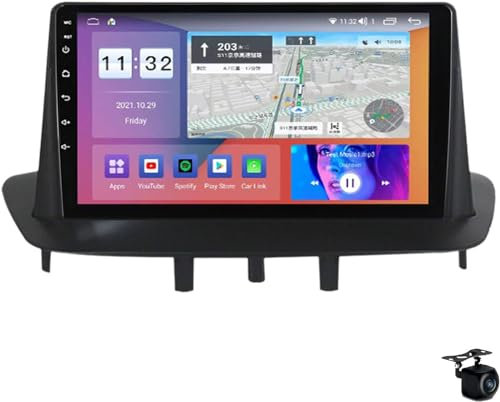HTXPSM Android 12 Radio estéreo de Coche Doble DIN para R-ENAULT Megane 3 2008-2014 Radio de Coche de 9 Unidad Principal en el Tablero GPS DSP Incorporado FM BT WiFi SWC 4G 5G Carplay Mirror Link