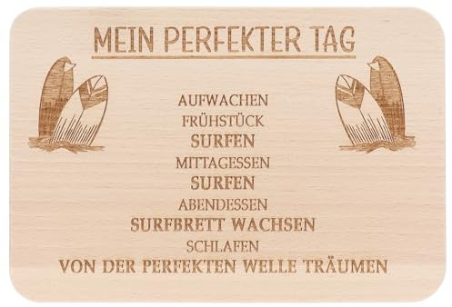 Spruchreif · Frühstücksbrettchen Surfen · Brotzeitbrett mit Gravur · Geschenke für Surfer · Geschenk Surfen