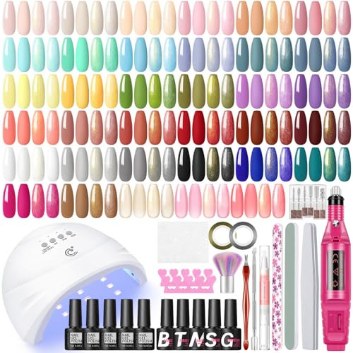 COSCELIA Vernis Semi Permanent 40PCS, Ponceuse pour Ongles, 35 Couleurs Vernis à Ongles Nude Blanc Noir,Lampe UV Vernis Semi Permanent, Base et Top Coat Kit Manucure Outils Nail Art Set Cadeau Femme