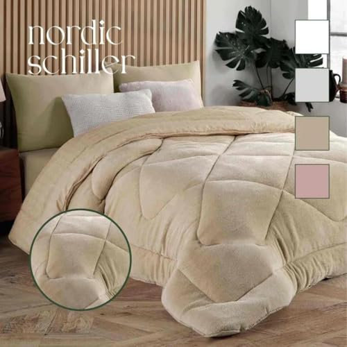 NORDIC SCHILLER Welsoft Doppelseitiges Bettdecke, 155x215, Beige, 50% Baumwolle, Mikrofaser Ganzjahresdecke, Atmungsaktive Schlafdecke für Allergiker, Weiche Zudecke, Waschmaschinefest