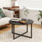BOFENG Round Coffee Table Tea Table End Table Sofa Table for Living Room with Metal Legs,Black+Black