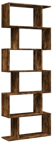 vidaXL Room Divider Bookcase 6-Tier, Bookshelf for Living Room, Book Rack for Decoration, Storage Shelf, Modern Style, Smoked Oak Engineered Wood