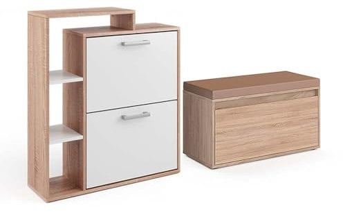 Vicco Schuhkipper Orlando, Schuhregal, Sonoma, 2 Teile, mit Sitzbank