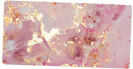 DIYEAH Tapis de Bureau en Marbre Rose Gold Grand Format, Surface Lisse Antidérapante, Tapis Souris et Clavier, Accessoire Bureau pour Gaming et Travail Professionnel