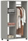 HOMCOM Open Wardrobe on Wheels with Clothes Rail, Bedroom Clothes Storage with Hanging Rod, 3 Storage Shelves, Mobile Garment Rack for Cloakroom, Hallway, Grey