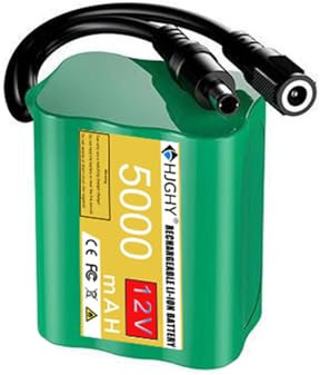 HJGHY DC 12V 5000mAh Rechargeable Lithium Battery Pack 12 Volt Protable Li-ion Battery for LEd Light Strip/Alarm Systems/Outdoor Devices Backup Battery with Charger,12V 5000mAh,three