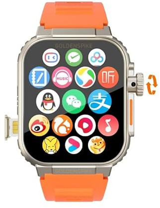 2025 NEW DW100 Smartwatch 2.29inch Android 10.0 Smart Watch With 1500Mah Larger Battery Rotary Camera NFC GPS WIFI Compass (Silver Orange,8GB 128GB)