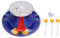 REXVTNS Cat Turntable Puzzle Toy | 3 - in - 1 Interactive Cat Toy with Food Container/Ball Track/Teaser Wand | Stimulating Intelligence Toy for Indoor Kittens | Sturdy ABS Material (Dark Blue)