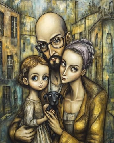 WANMIU DIY Paint by Numbers Flame Family Yamaguchi and Dog Abstract Art with Paint Brushes and Acrylic Painting Kit 16x20 Inch for Kids and Adults Beginner Gifts