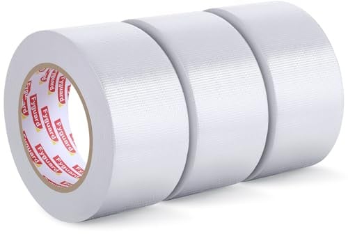 Fyguard Lot de 3 rouleaux de ruban adhésif imperméable universel pour réparation intérieure et extérieure - Blanc - 48 mm x 54 m - 18 m - Rouleau