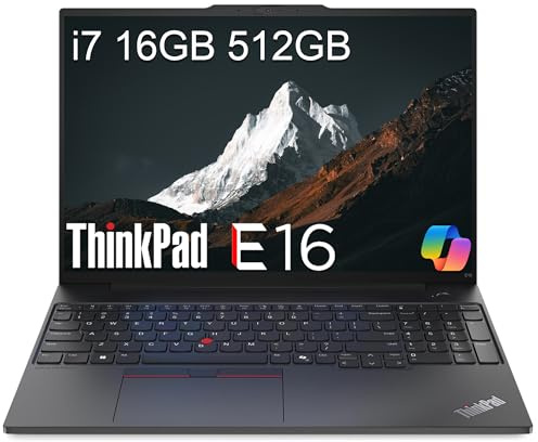 Lenovo ThinkPad E16 Business Laptop (16 FHD+ Anti-Glare, Intel 10-Core i7-1355U, 16GB RAM, 512GB SSD), Backlit, Fingerprint, 1080p Webcam w/Shutter, Thunderbolt 4, Ethernet, Win 11 Pro w/ AI Copilot