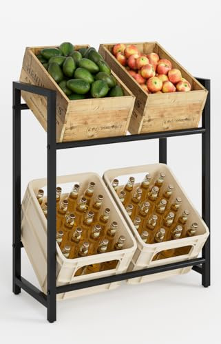 Apetaccat Getränkekistenregal für kleine Getränkekisten, stabiles Metall Getränkeregal freistehend, platzsparender Kistenständer für Bier- & Wasserkisten, Schwarz, für Küche, Keller & Wohnzimmer