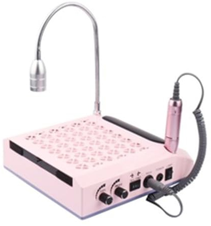 Nail Dust Collector, High Power 80W 4 in 1 Professional Nail Drill Machine Dust Suction Collector Nail Dryers Curing Lamp Light Nail Salon(Roze)