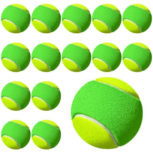 PORFOYO 15 Stück Tennisbälle, Tennisbälle Anfänger, 6,3–6,5 cm Tennis Training Balls, Tennisbälle Training, Für Tennistraining Und Einsteiger In Grün