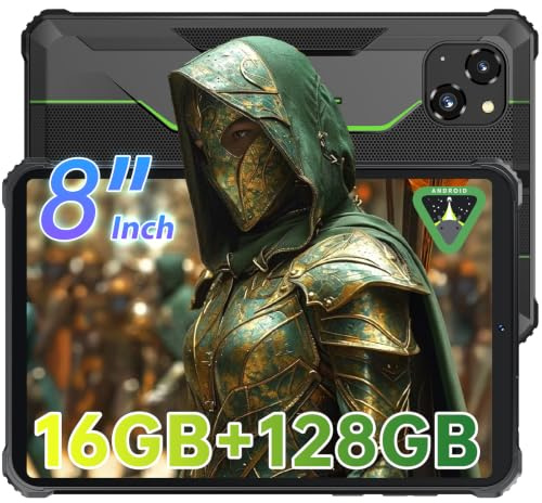 OUKITEL RT3 Pro 8 Inch Waterproof Rugged Tablet Android 14, 16GB RAM 128GB, 5150mAh Battery, 16MP+8MP Camera, IP68, SIM Free Dual SIM 4G LTE, NFC GPS, Green