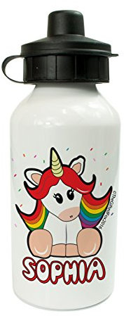 The Supreme Gift Company Personalised Kids Drinks Water Bottle Rainbow Unicorn (personalised with ANY Name) (600ml)