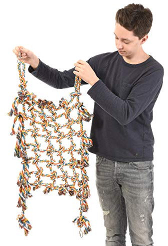 HappyBird | Papageienkletternetz XL - Kletternetz für Papageien buntes Netz aus Baumwolle