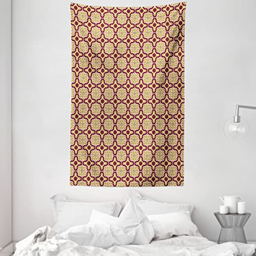 ABAKUHAUS marokkanisch Wandteppich und Tagesdecke, Traditionelle Mosaik-Fliesen aus Weiches Mikrofaser Stoff Waschbar ohne Verblassen Digitaldruck, 140 x 230 cm, Lila