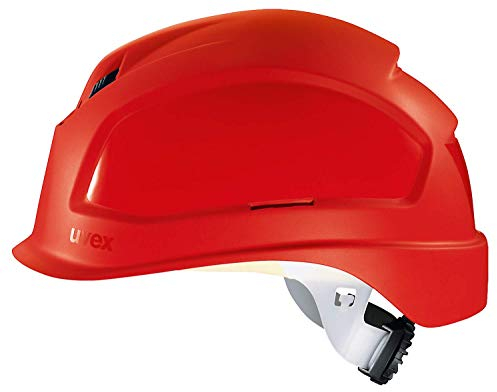 Uvex Pheos B-S-WR Belüfteter Bauhelm mit Drehrad - Kurzer Schirm - Rot