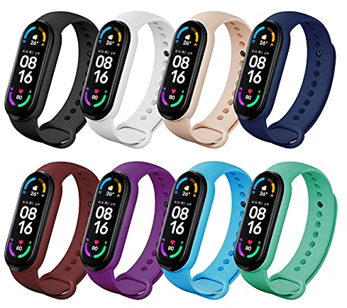 BDIG 8 Pezzi Cinturino Mi Band 6 Bracciale per Amazfit Band 5, Colorato Morbido Cinturini di Ricambio per Xiaomi Mi Band 7 Cinturino, Traspirante, Resistente al Sudore e Multicolore Accessori Tracker