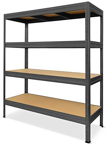 HEMMDAL Schwerlastregal Typ XL Graphitgrau - 2.000 kg Tragkraft - HxBxT 180 x 180 x 60 cm - höhenverstellbare Böden - Steckregal mit 4 Böden - Made in EU - Stahlregal - Lagerregal - Werkstattregal
