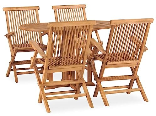 vidaXL Set de Comedor de Jardín Plegable 5 Piezas Muebles Exterior Terraza Hogar Cocina Silla Mesa Asiento Suave con Respaldo