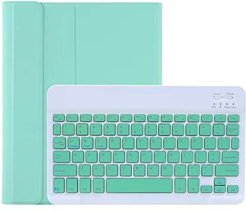 Lrufodya Funda con teclado para iPad Mini 1, 2, 3, 4, 5 con teclado desmontable y soporte para bolígrafo, funda delgada inteligente de apagado y encendido automático (menta)