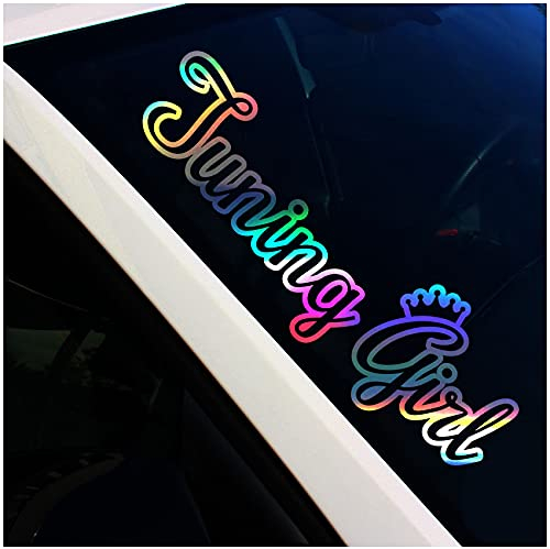 Finest Folia Frontscheibenaufkleber Schriftzug Tuning Girl Aufkleber für Windschutzscheibe Heckscheibe Frontscheibe Auto Fahrzeug Dekor Sticker FS134 (Hologramm, Innenklebend)
